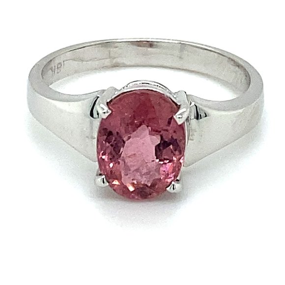 Pink Tourmaline 1.68ct Solid 18K White Gold Ring - Picture 1 of 7